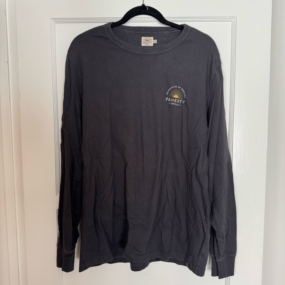 Faherty Dark Gray Long Sleeve Shirt